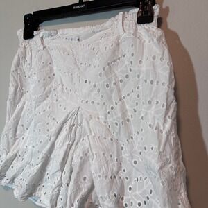 Astrid White Eyelet Lace Paperbag Waist Shorts Made in Italy Small